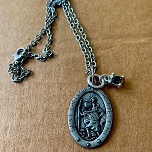 unisex St Saint Christopher Medal Pendant Necklace Stainless Steel Amulet